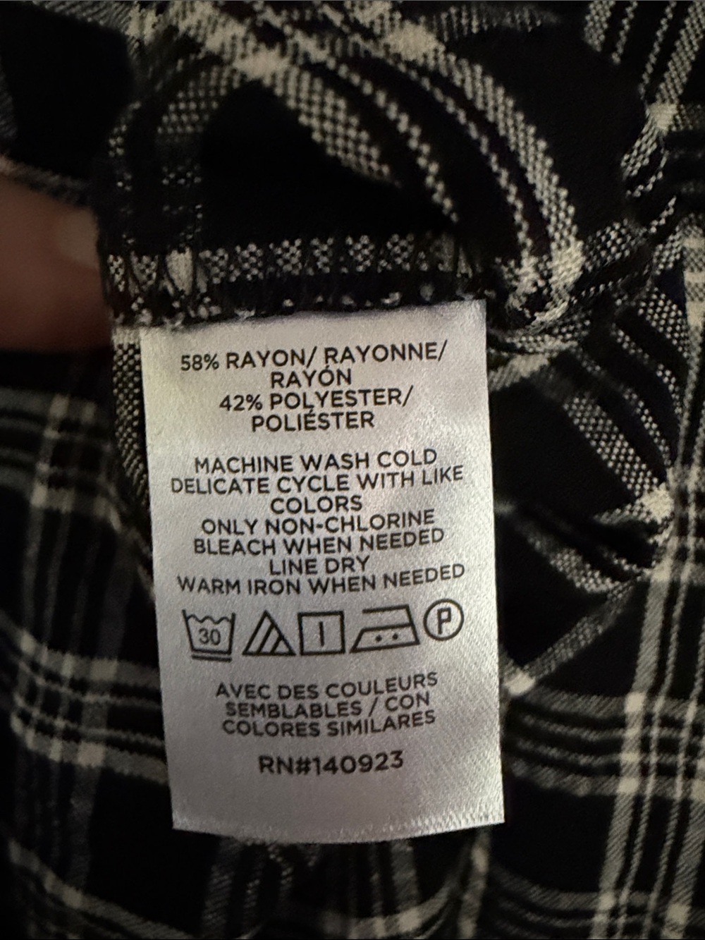LOFT Black & White Plaid Ruffle Neck Peasant Top - Picture 3 of 4